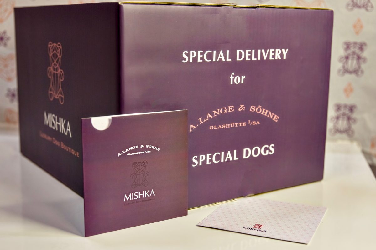 MISHKA cake box made for A. Lange & Söhne: Special Delivery for Special Dogs